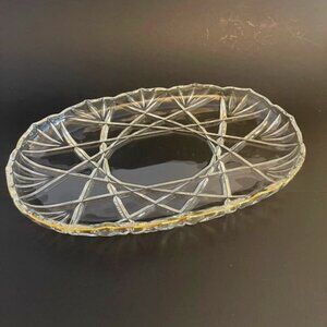 Mikasa  Gold Rimmed Oval Crystal Serving Platter 15"L